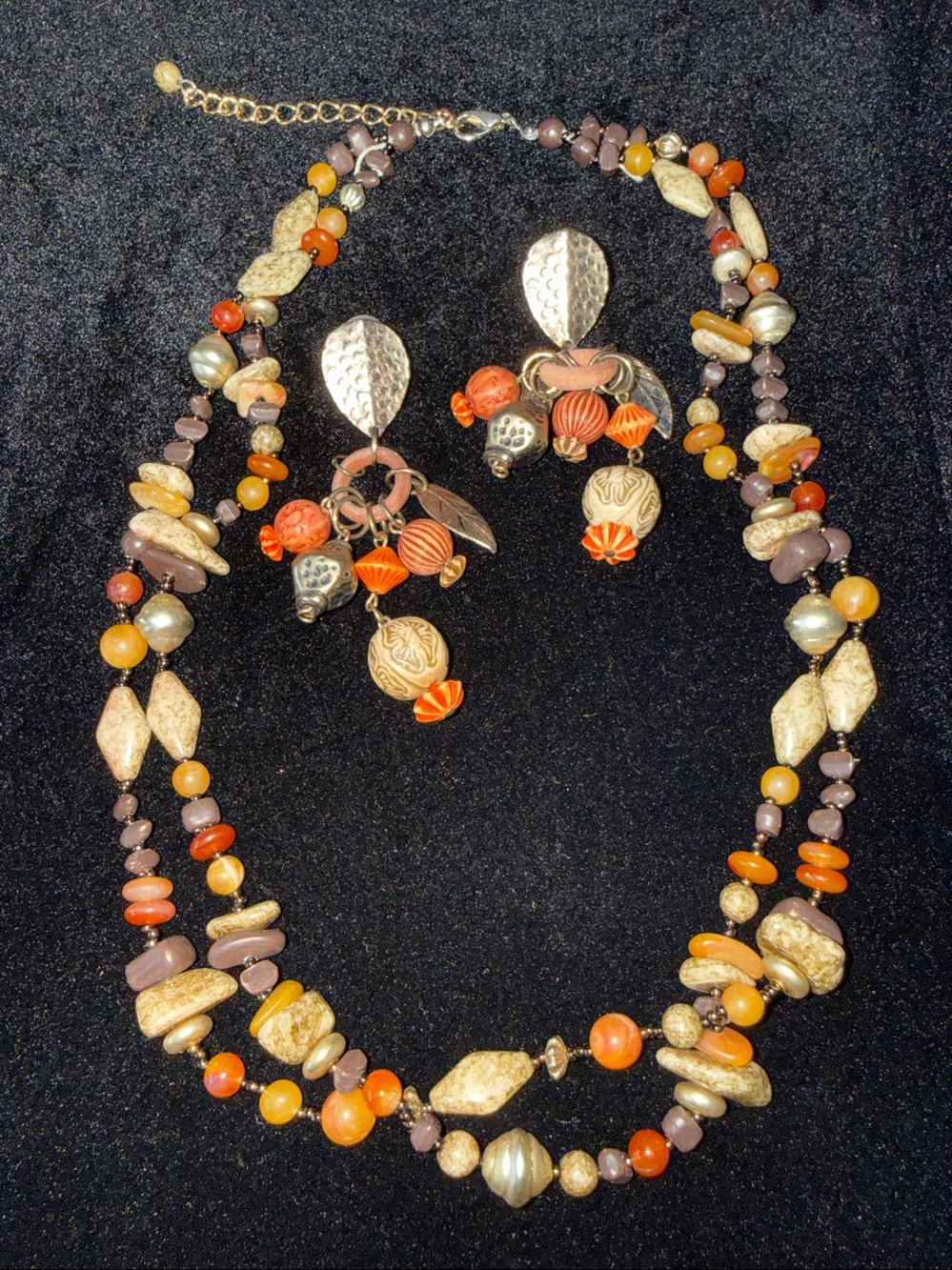 Necklace & Earring Set- Natural Stone & earth toned beads